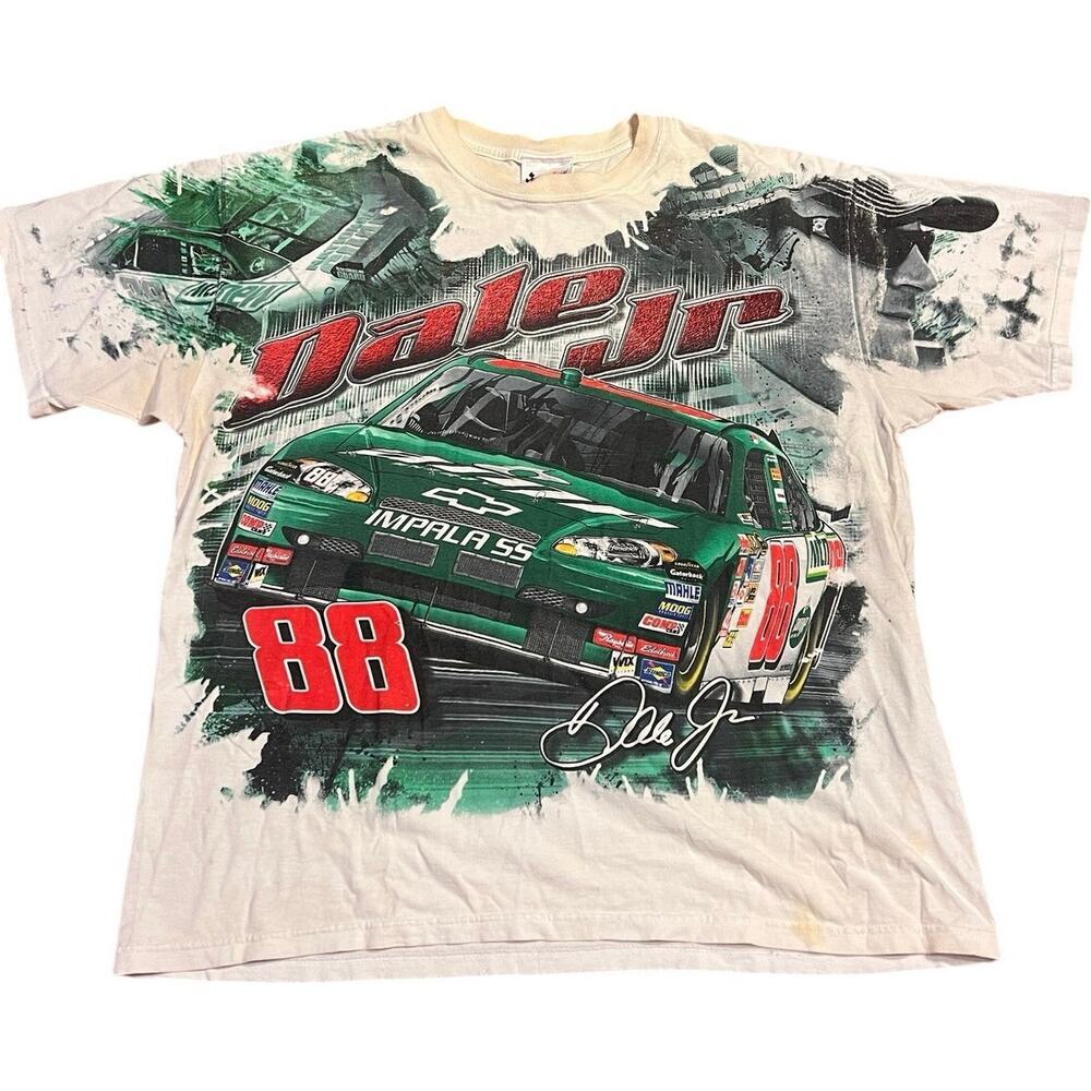 Vintage Chase Authentics NASCAR Dale Earnhart Jr 88 All Over Print T Shirt Sz XL